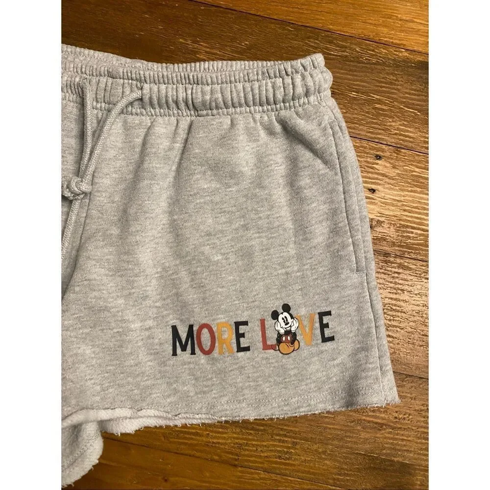 Disney S/M lounge pajama shorts pants grey more love Mickey Mouse